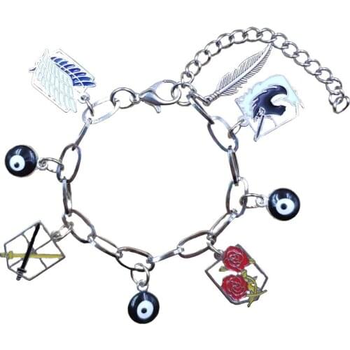 4 Styles Anime Attack On Titan Four Legion Logo Stainless Steel Charm Chain Bracelets Men Women Boy Gift Drop Shipping DD007-010