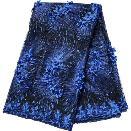 5 Yards African Lace Fabric, Heavy Beaded 3D Flower Tulle Mesh Lace Fabric, Evening Gowns Fabric, French Net Lace Fabric, Free S