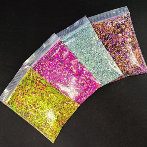 50g/Bag Chameleon Nail Glitter Mix-Size Holographic Nail Sequins Laser Powder DIY Manicure Gold