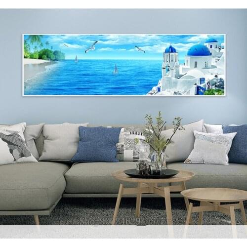 Diamond painting stitch cross Blue Sky Wave Beach diamond embroidery full square round drill mosaic big home decoration FF512
