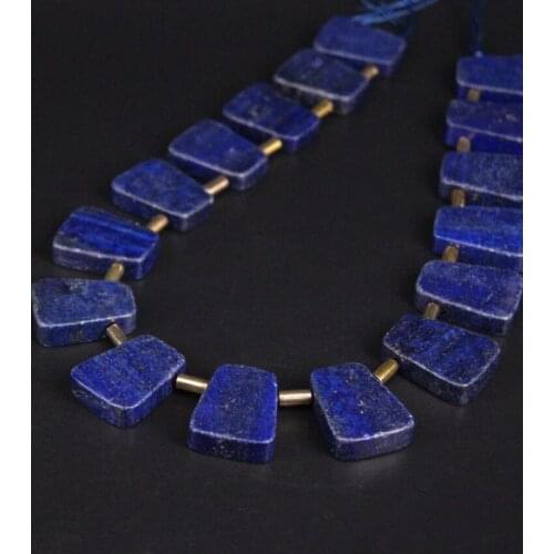Approx16PCS/strand Top Drilled Lapis Lazuli Trapezoid Slab Slice Loose Beads,Natural Gems Stone Nugget Pendants Jewelry Making