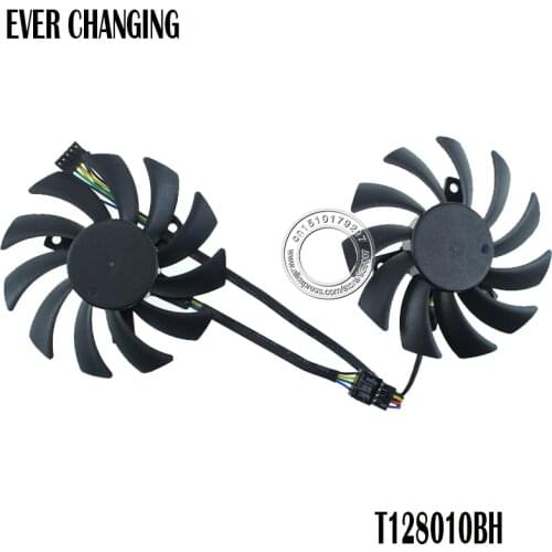 Free Shipping 2pcs/lot T128010BH DC 12V 0.25A 75mm VGA Fan For ASUS GeForce GTX 1060 GTX1060-03G-SI Graphics Card Fan 5Pin