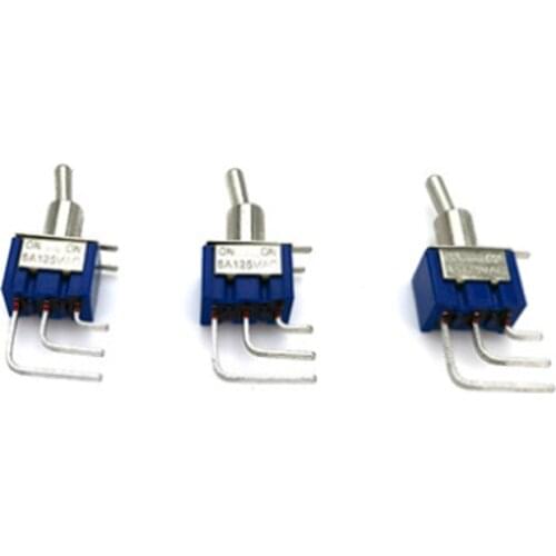 Free shipping 5PCS Toggle switch MTS-102C4 Open hole 6MM 3 Pin 2 files curved foot 6A