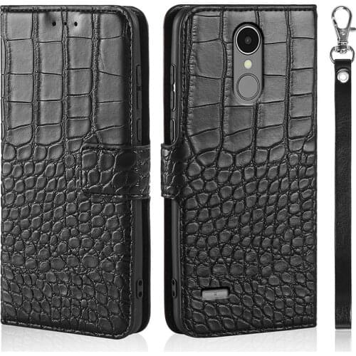 Phone Case For LG K8 2017 X240 5.0" Case Wallet Crocodile Texture Leather Book Design Phone Coque Capa With Strap Card Holders