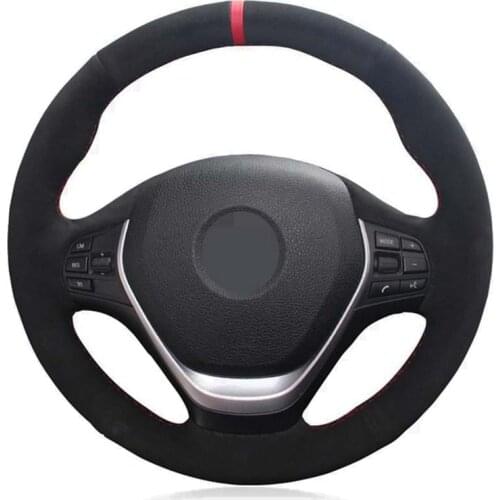 Car Steering Wheel Cover Soft Black Suede For BMW 3 Series F30 F31 F34 318i 320i 320d 328i 330i 330e 330d 335i 340i 2012-2019