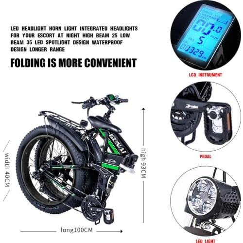 GUNAI Electric Bike 1000W 48V12.8Ah Bicycle Folding 26 Inch Mountain Tire 21 Speed E-bike Pedal Assist Hydraulic Disc Brake