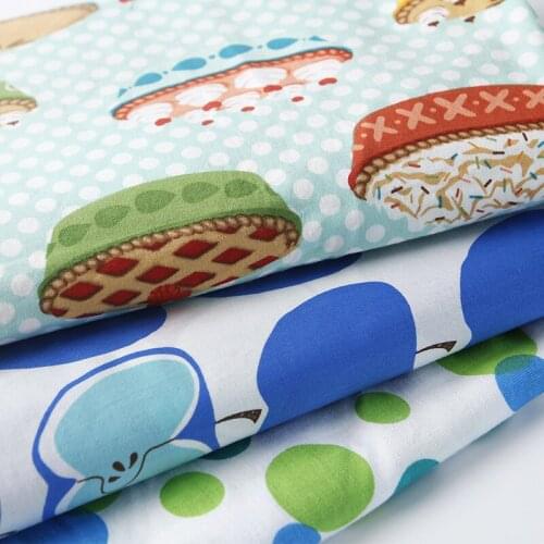 HLQON cotton sateen cake and apple pattern fabric for sewing women clothing upholstery tissue wedding dress patchwork DIY