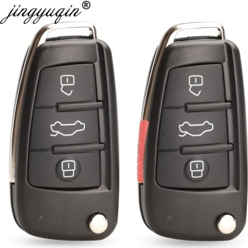 Jingyuqin 3/4 Buttons Folding Remote Flip Car Key Shell Fob For Audi A2 A3 A4 A6 A6L A8 Q7 TT Keys Fob Case Replacement