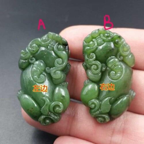 Chinese Hetian Green Pendant HeTian Carved pixiu Lucky Amulet pendants Necklace Fashion Jewelry Free Rope