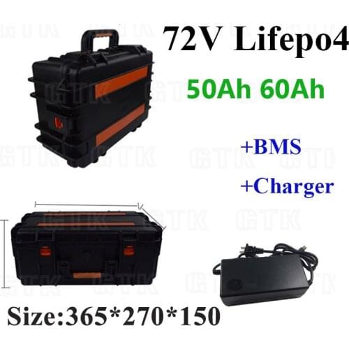 72V 50A60Ah LiFepo4 lithium battery pack for EV electric motorcycle electric golf cart e-scooter solar energy storage+5A charger