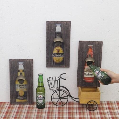 Kitchen Openers Tools Wooden Beer Bottle Opener Wall Retro Vintage Coffee Shop Restaurant Decoration Ornaments Bar Accessories
