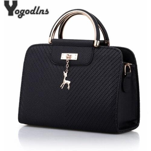 Fashion Handbag 2021 New Women Leather Bag Large Capacity Shoulder Bags Casual Tote Simple Top-handle Hand Bags Deer Decor