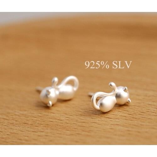 Fashion 925 Sterling Silver Cat Stud Earrings Jewelry Pendientes Brincos Drop Shipping