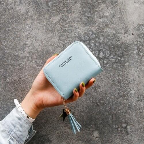 Fashion Womens Wallet Tassel Zipper Coin Purses Female Short Letter Print Pouch Card Holder Ladies Solid Color Mini Clutch Bag