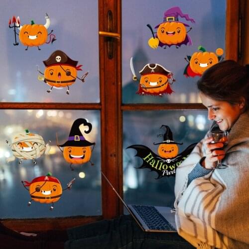 Halloween stickers Pumpkin Art Wall Sticker Home Decoration Detachable Wall Decal Cartoon Wallpaper Wall Decoration Living room
