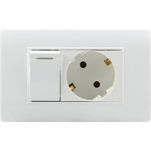 EU standard Wall Power Socket 16A 250V European Germany AC Power Electrical Panel Wall Tabletop Desktop Socket with Switch