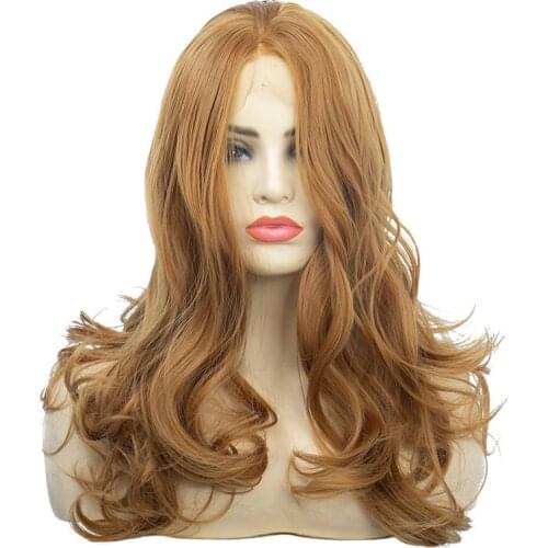 Natural Body Wave Synthetic Lace Front Wig 13*4 Heat Resistant For Women 10# Fiber Hair Cosplay Daily Use