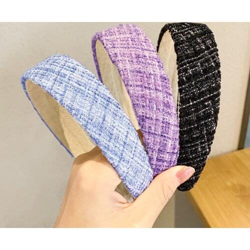 Wide Side 1Pcs Korean Style Cloth Nice Gift Lady Head Hoop 3Colors for Girl Women Tweed Headbands Fashion Hair Accessories