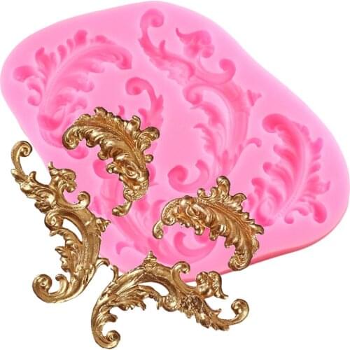 Feather Leaf Shape Relief Fondant Mold Cake Decorating Tools Cake Border Chocolate Gumpaste Molds Candy Resin Clay Silicone Mold