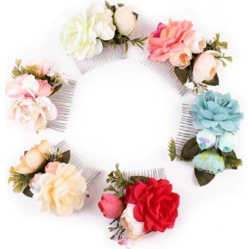 Flower Head Piece Comb For Women Girls Brides Hair Combs Headdress Hairpin Wedding Hair Accessories Jewelry