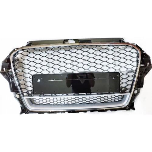 Honeycomb Grill Mesh Gloss Black for Audi A3/S3 8V 2014 2015 2016 RS3 Quattro Style Hex Mesh Front Bumper Hood Grille