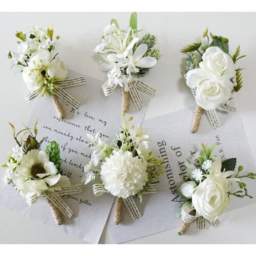 Rose Wedding Flower DIY Bridal Corset Wrist Flower Mens Corset Button Rose Brooch Bridesmaid Bracelet Wedding Party Decoration