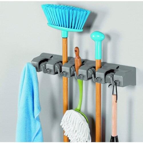 Mop Handle Holder Brush Broom Mop Hanger Multi-Purpose Wall Mounted Robe Hook Cleaning Set Hanger