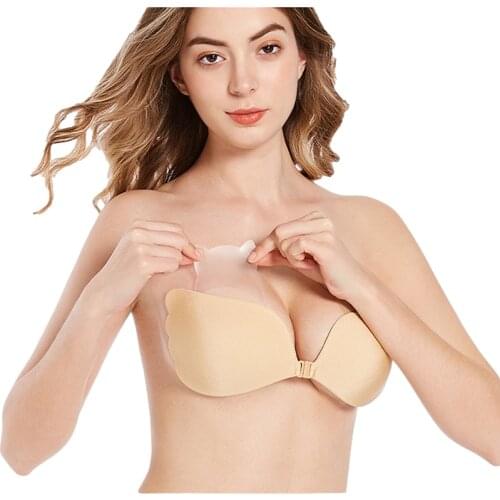 Front Closure Self Adhesive Bras Female Nubra Magic Bra Invisible Push Up Silicone Sticky Fly BH Women Sexy ABCDEF Big size