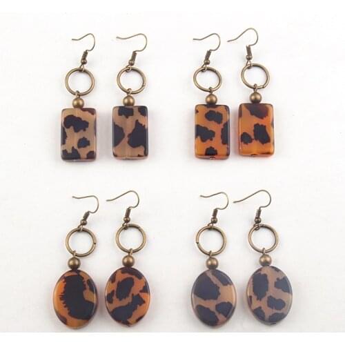 RH Fashion Bohemian Jewelry Accessory Acrylic Leopard Print Pendant Earrings Jewellery Wedding Party Gifts Women Earrings