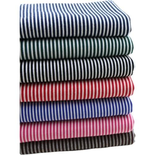 Width 66'' Comfortable Simple Striped Elastic Cotton Fabric By The Half Yard For T-Shirt Dress Material