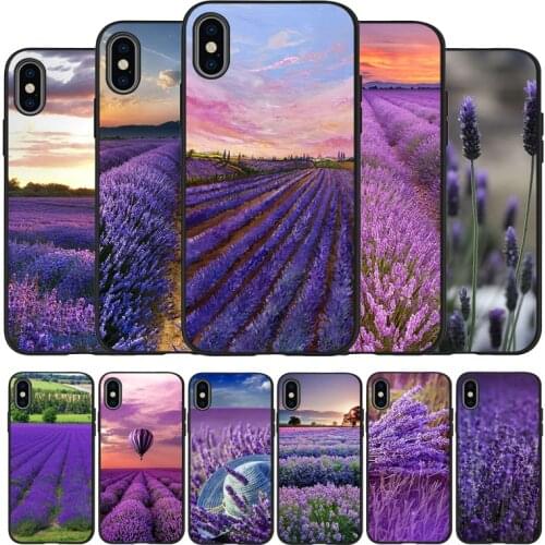 Lavender Fields Purple Flower black Silicone Phone Case For iPhone 12 XR XS Max 5 5S SE 2020 6 6S 7 8 PLUS X 11Pro Max 11