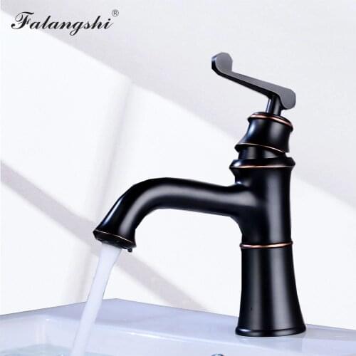 Bathroom Basin Mixer Hot and Cold Water Deck Mounted Single Handle Vessel Sink Mixer Taps Black Bathroom Faucet WB1020