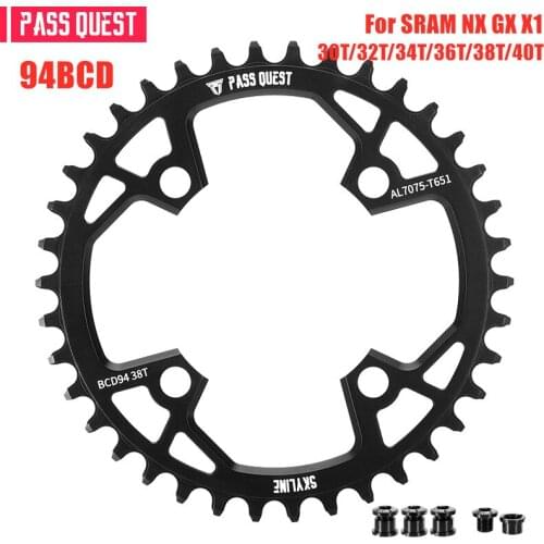 PASS QUEST 94BCD Round Cycling Chainring 32T/34T/36T/38T/40T Titanium-plated MTB Bike Chainwheel Crown for NX GX X1 bike parts