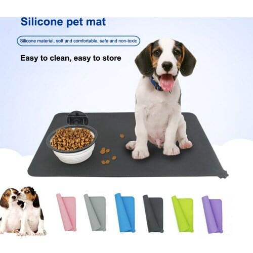 Waterproof Pet Mat For Dog Cat Solid Color Silicone Pet Food Pad Pet Bowl Drinking Mat Dog Feeding Placemat Easy Washing