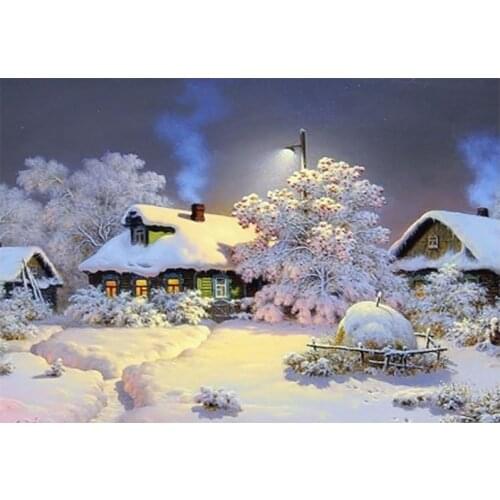 Needlework Diamond Painting Beautiful Snow Winter Landscape Diamond Embroidery All Drill Rhinestone Mosaic Picture XU
