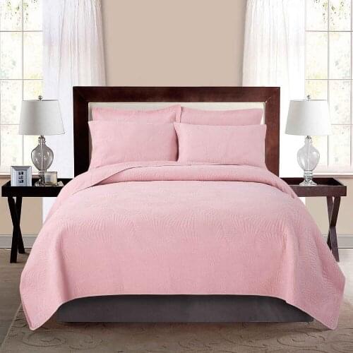Quality Pink Bedspread on the Bed 3PC Sets Quilts for Bed 2 Pillowcase Soft Cotton Fabric Blanket Queen Size Summer Coverlet