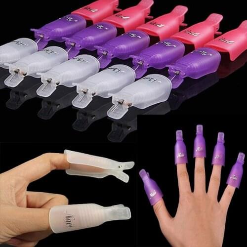10pcs/set Nail Clips Gel Polish Remover Nail Art Soakers UV Degreaser Polish Remover Tool Plastic Clips Soak Off Caps TRP001