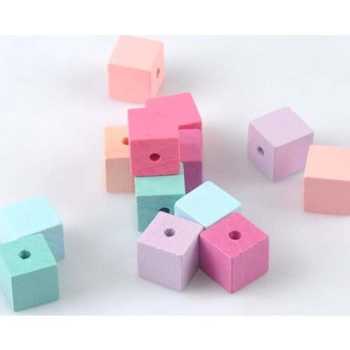 20pcs Mixed Square Pattern Wooden Cube Unfinished Geometric Natural Spacer Beads For Jewelry making DIY 20mm MT2029