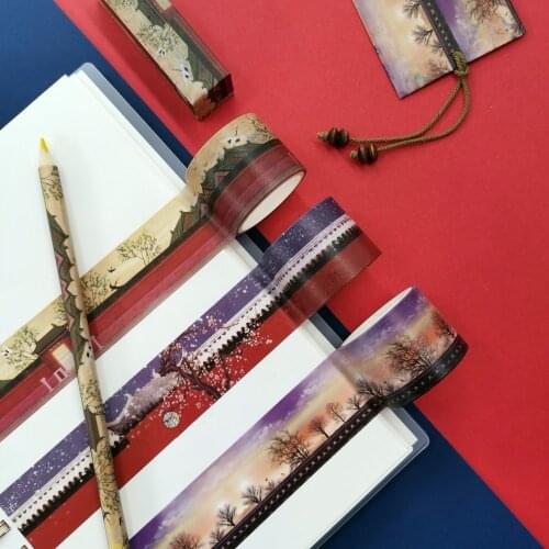 3pcs/set The Imperial Palace & Summer Palace Washi Tape Chinese Elements Adhesive Masking Tape Sticker Scrapbooking Stationery