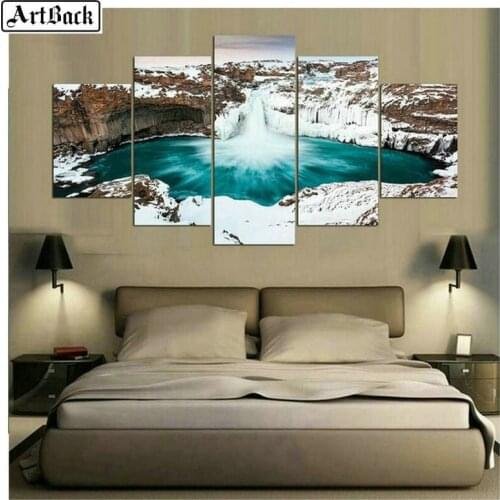 5d full square / round diamond painting five fight landscape pictures home decoration diamond mosaic handmade crafts