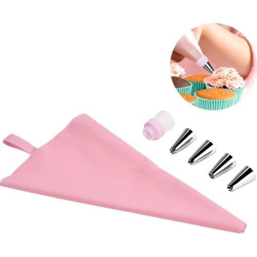 6PCS/set Silicone Icing Piping Cream Pastry Bag + 4 Stainless Steel Cake Nozzle DIY Cake Decorating Tips Fondant Pastry Tools