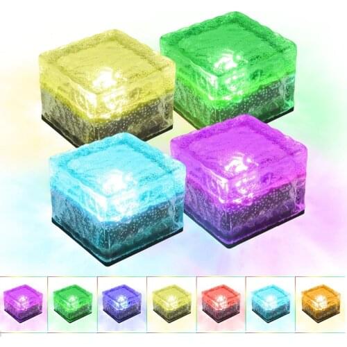 BEIAIDI Solar Path Underground Buried Brick Light 1 Led Creative Glass Stone Ice Cube Brick Solar Garden Driveway Security Light