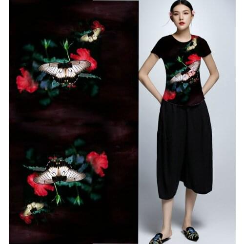 Free super Have Silk Fabric Set Stripe flower Printed Retro 100% Natural Silk Fabric Dress Colth Material for sewing textile