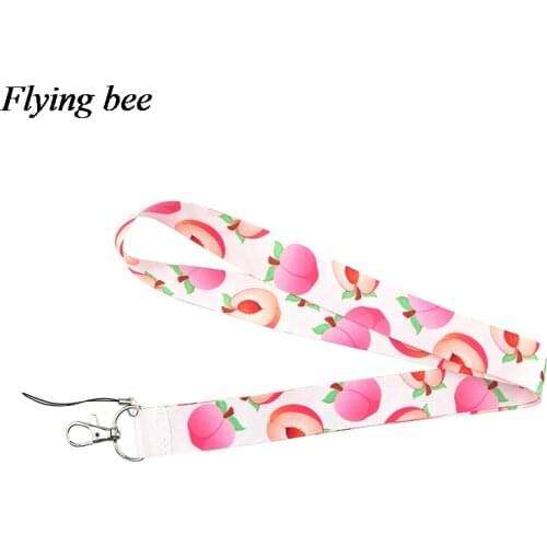 Flyingbee Peach fruit Keychain Creative funny Phone Lanyard Women Fashion Strap Neck Lanyards for ID Card Phone Keys X0618