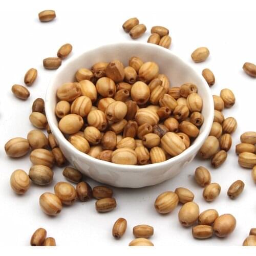 50/100Pcs/Lot Coffee Color Pine Wooden Beads Oval Loose Spacer Beads For Jewelry Making Kids DIY Bracelet Necklace Accessories