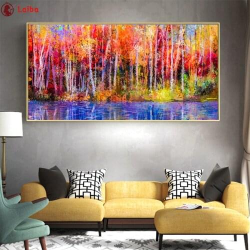 DIY Diamond Painting Colorful Forest Abstract Art cross stitch mosaic full square/round diamond embroidery rhinestone painting