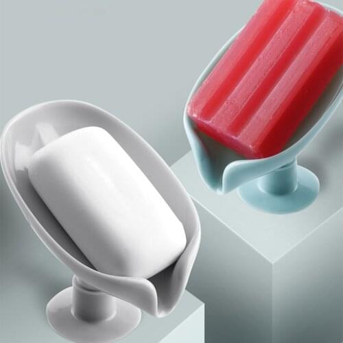 Leaf Shape Soap Box Drain Soap Holder Box Bathroom Shower Soap Holder sponge Storage Plate Tray Bathroom Supplies Bathroom Gadge