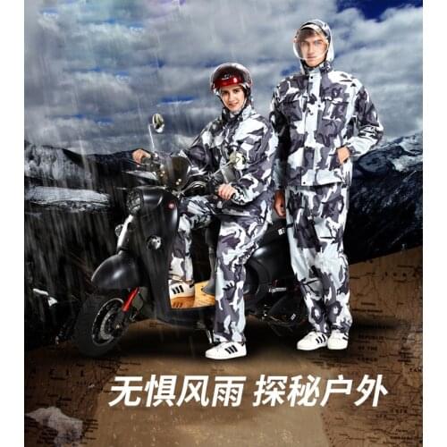 Double layer thickened split motorcycle riding raincoat rain pants fashion camouflage suit raincoat adult