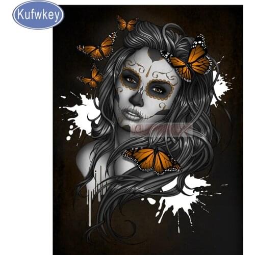 Halloween Diamond Embroidery sugar skull 5D Diamond Painting Cross Stitch butterfly fairy Picture of Rhinestones Home Decor