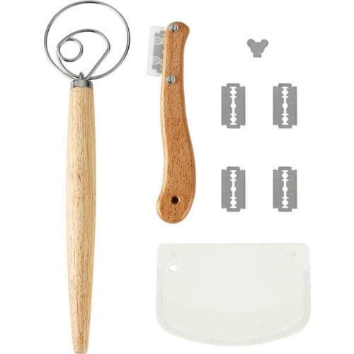 Stainless Steel Bread Slashing Tool Dough Whisk Dough Scraper Slasher Slicer Pizza Scoring Knife Cutter Bread Baking Tool Set